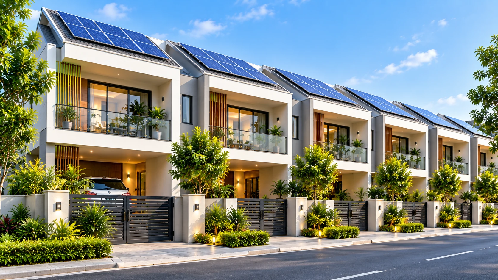 Solar array on a row of terraced houses